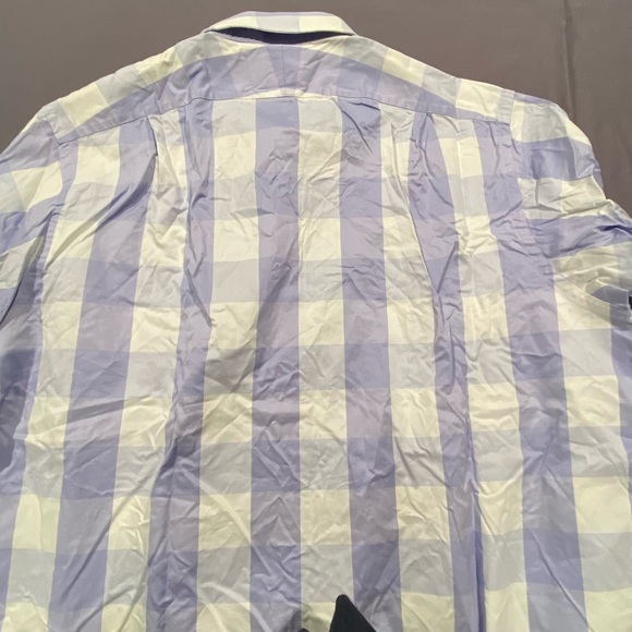 T.M. Lewin French cuff purple / white wide gingham check 17.5 / 38 - Picture 8 of 8